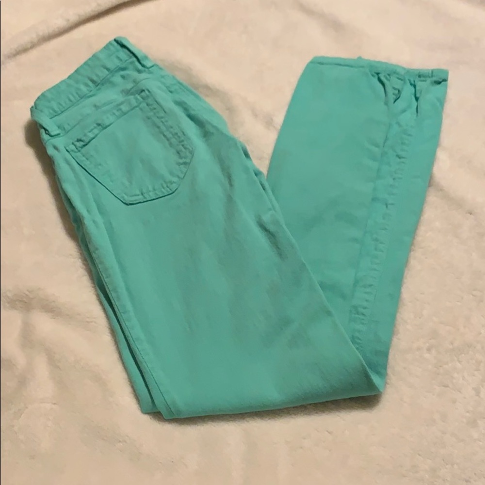 Green skinny jeans